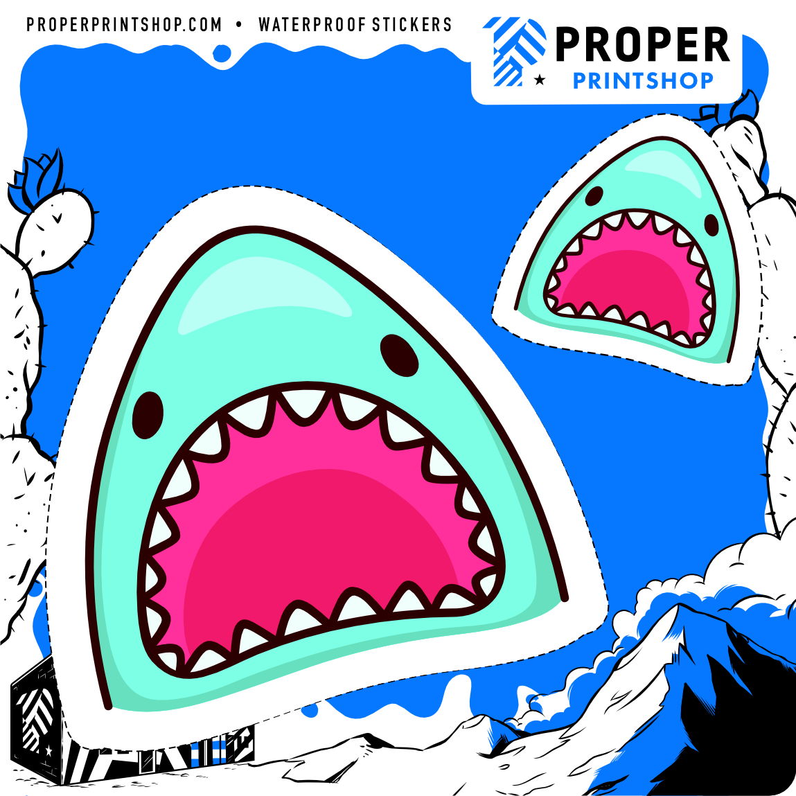 Blue Shark Sticker - Proper Printshop
