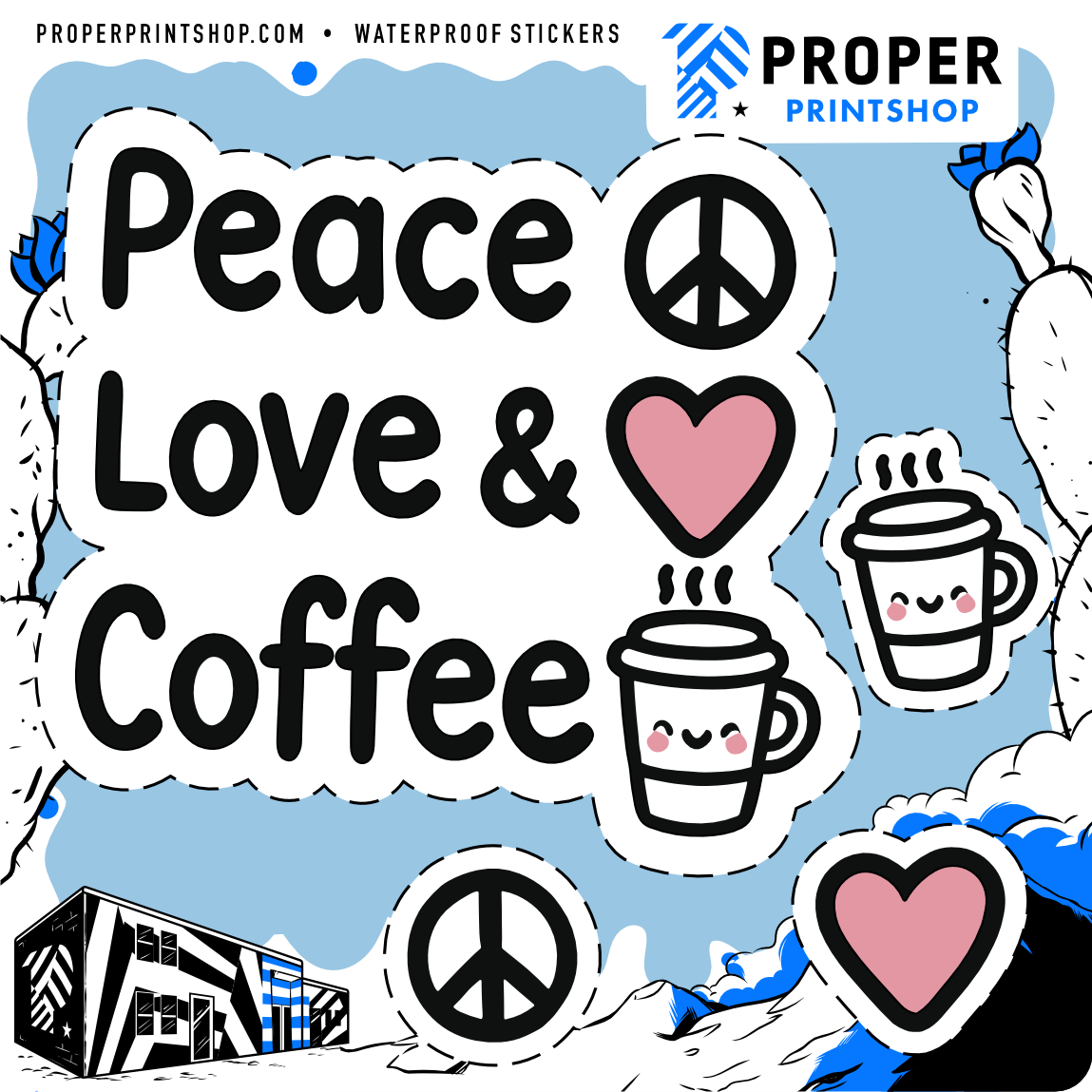 Peace Love Coffee Sticker